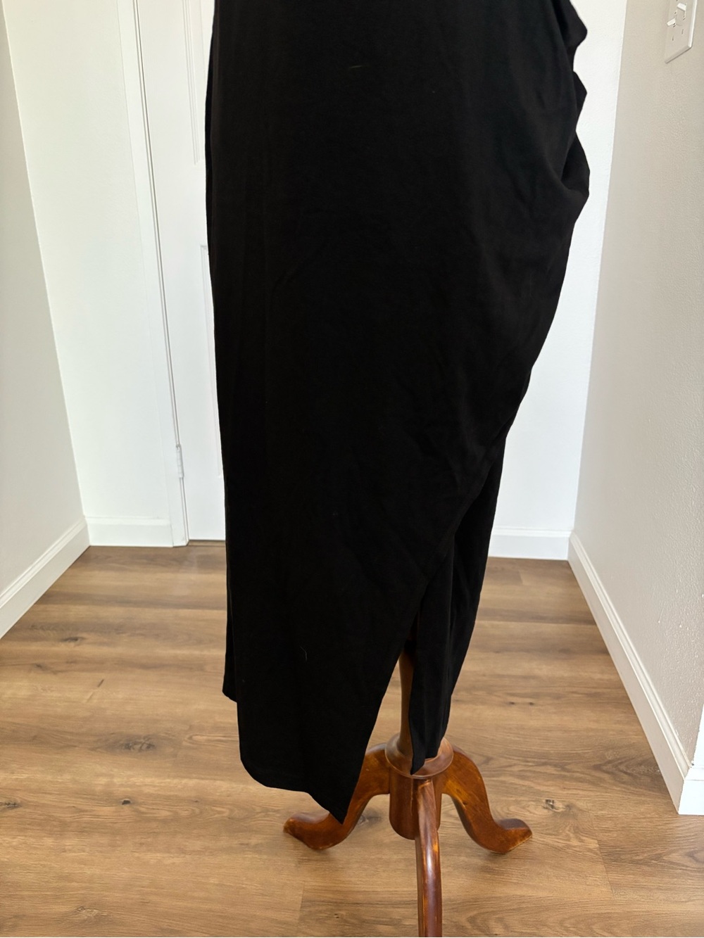 NWT Cupshe Black Midi Dress with Side Drape - Picture 3 of 16
